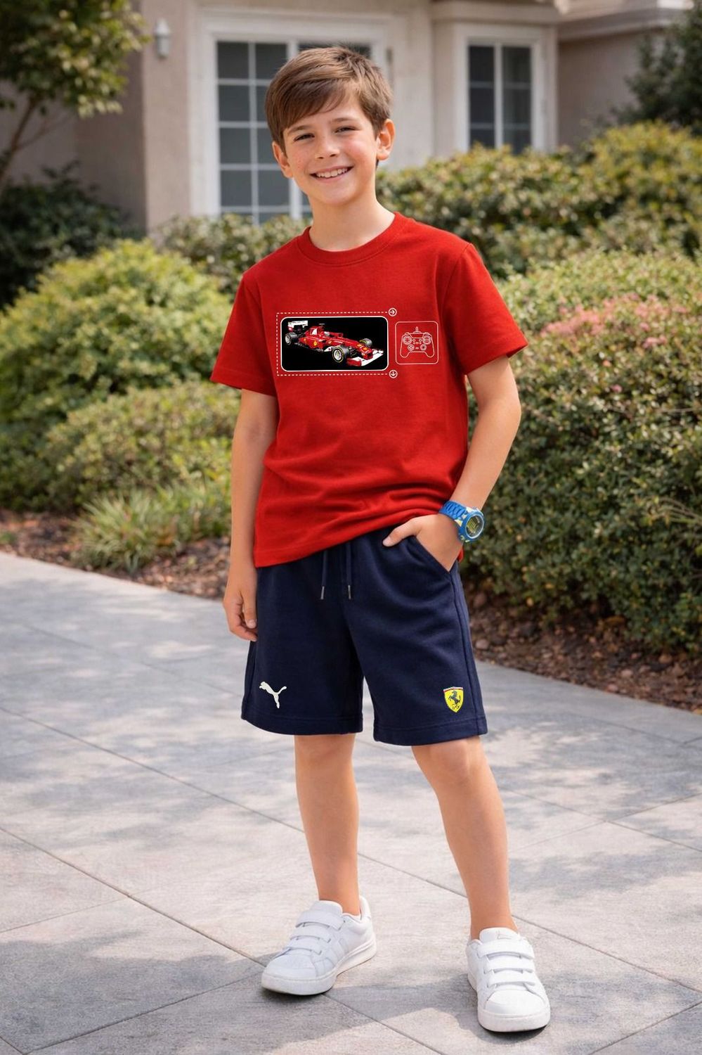 Puma Premium Quality Round Neck Half Sleeve T-Shirt &amp; Shorts Kids Co-ord Set - 45 Set