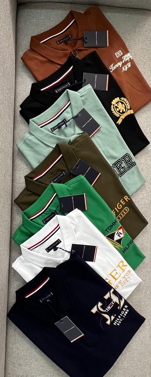 Tommy Hilfiger ( Big Size ) Premium Quality Collar Neck Half Sleeve Men's T-Shirt - 38 Pc