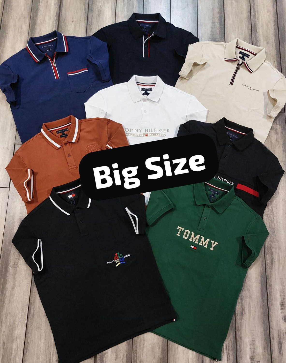 Tommy ( Big Size ) Premium Quality Collar Neck Half Sleeve Men's T-shirt - 51 Pc