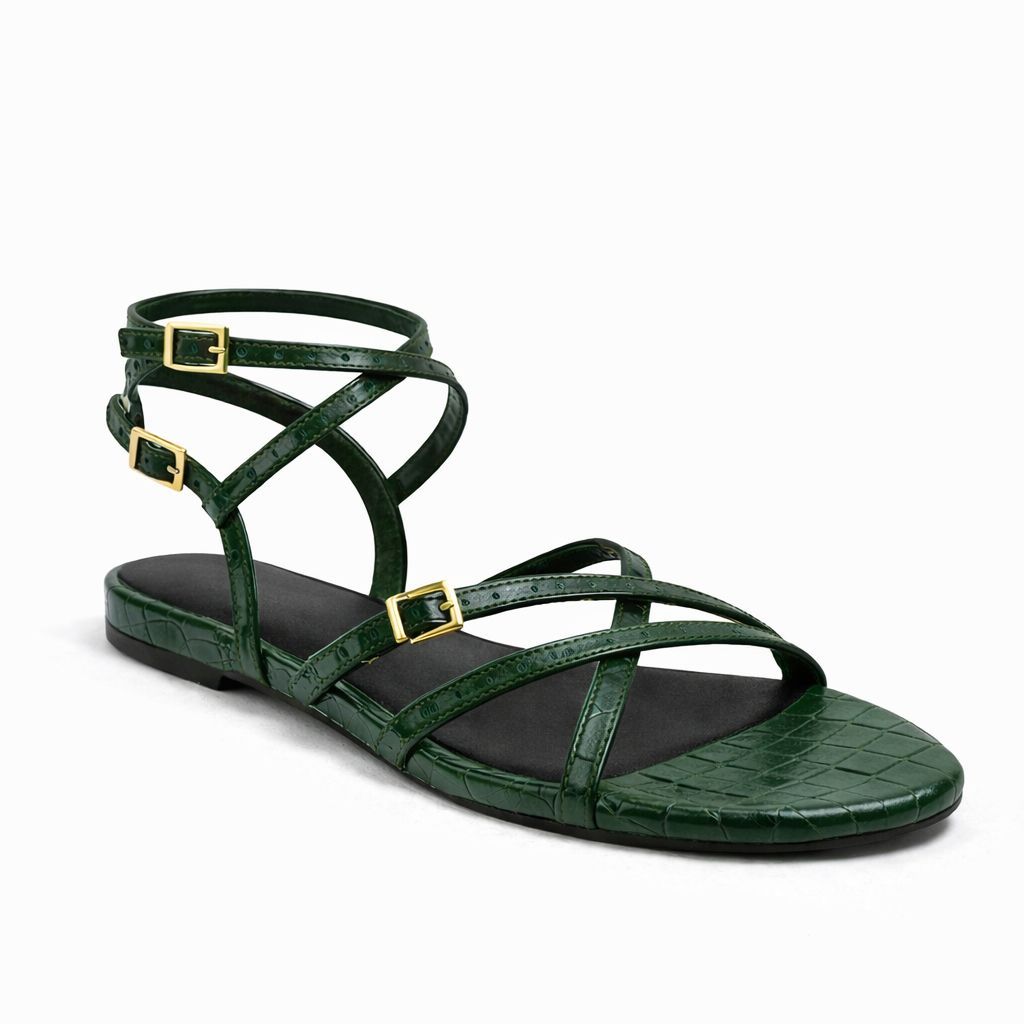 Ladies Multi-strap Flat Sandal Green - 22 pair