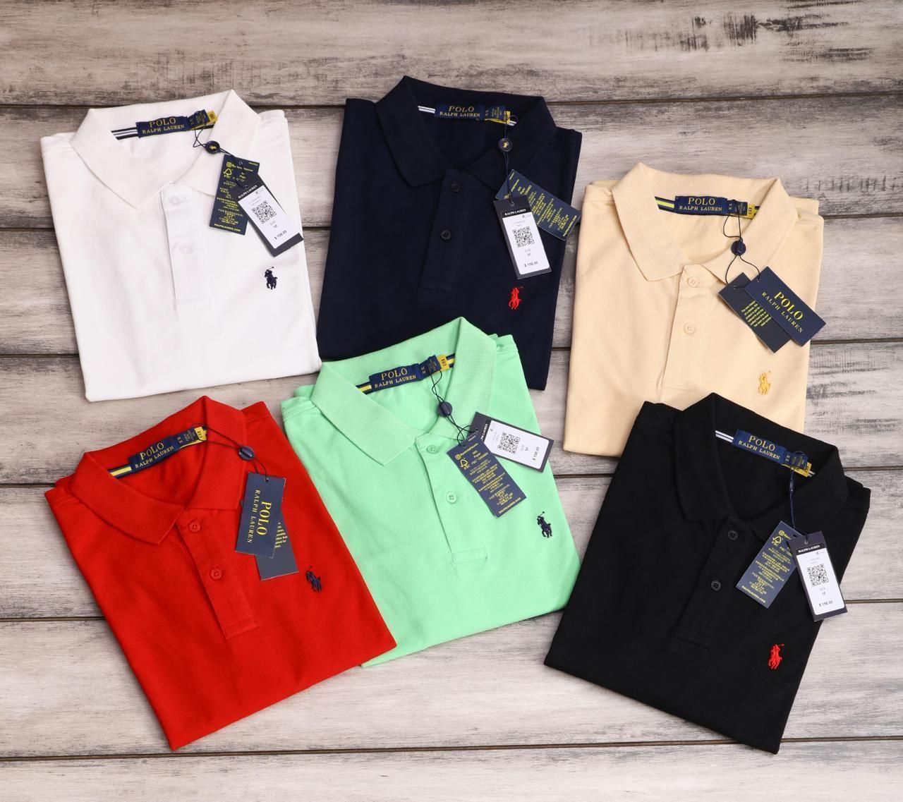 Ralph Lauren Premium Quality Cotton Collar Neck Full Sleeve Men's T-shirt - 48 Pc