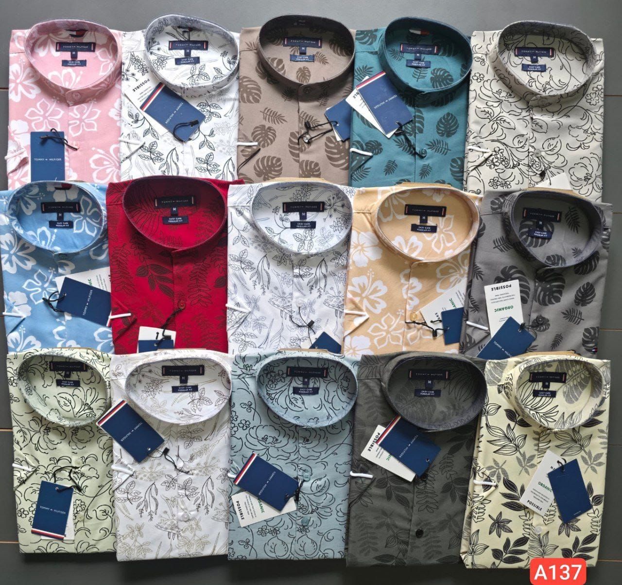 Tommy Premium Quality Cotton Laffer Peach Collar Neck Half Sleeve Men's Shirt - 64 Pc