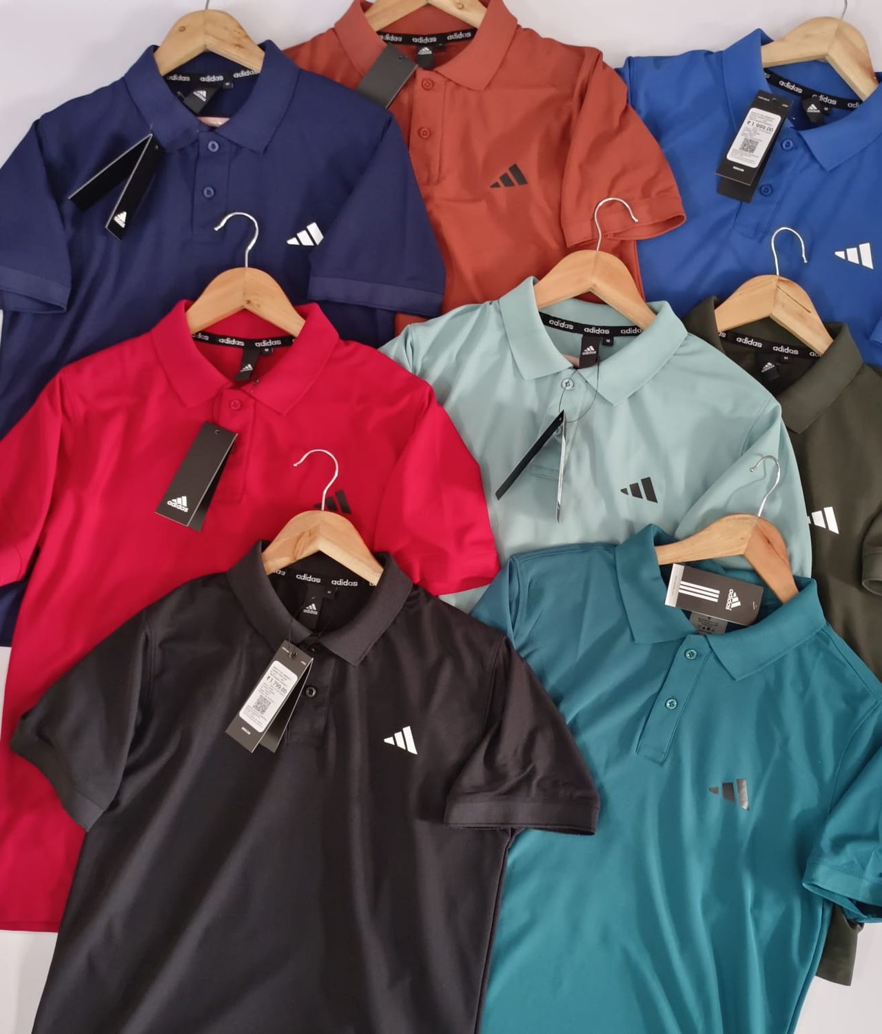 Adidas Premium Quality Dry-Fit Collar Neck Half Sleeve Men's T-Shirt - 64 Pc