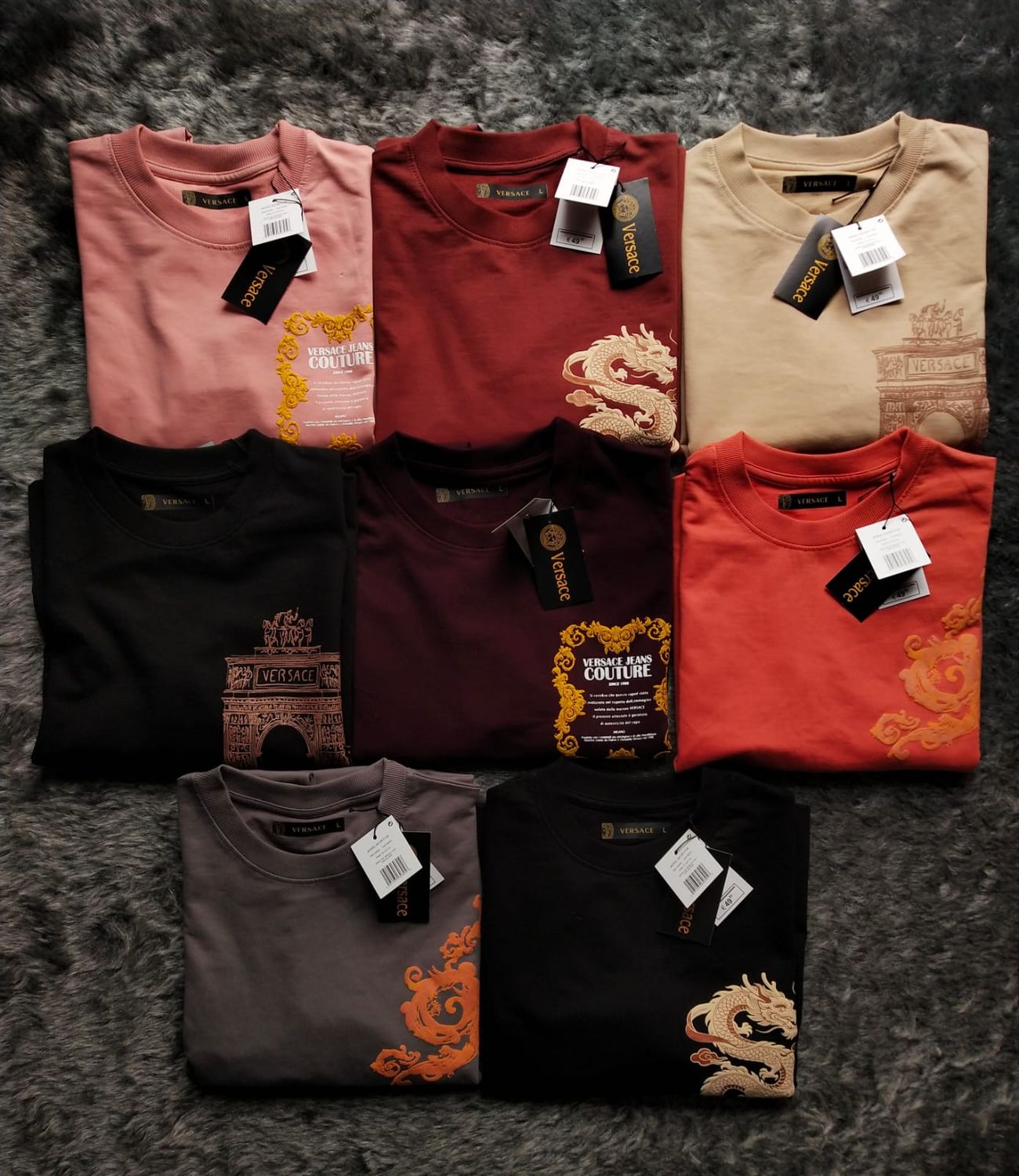 Versace Premium Quality Pure Cotton Oversized Drop-Shoulder Round Neck Half Sleeve Men's T-Shirt - 35 Pc