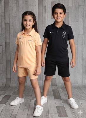 Puma Premium Quality ( Unisex ) Dry-Fit Butter Lycra Collar Neck Half Sleeve Kids T-Shirt - 64 Pc