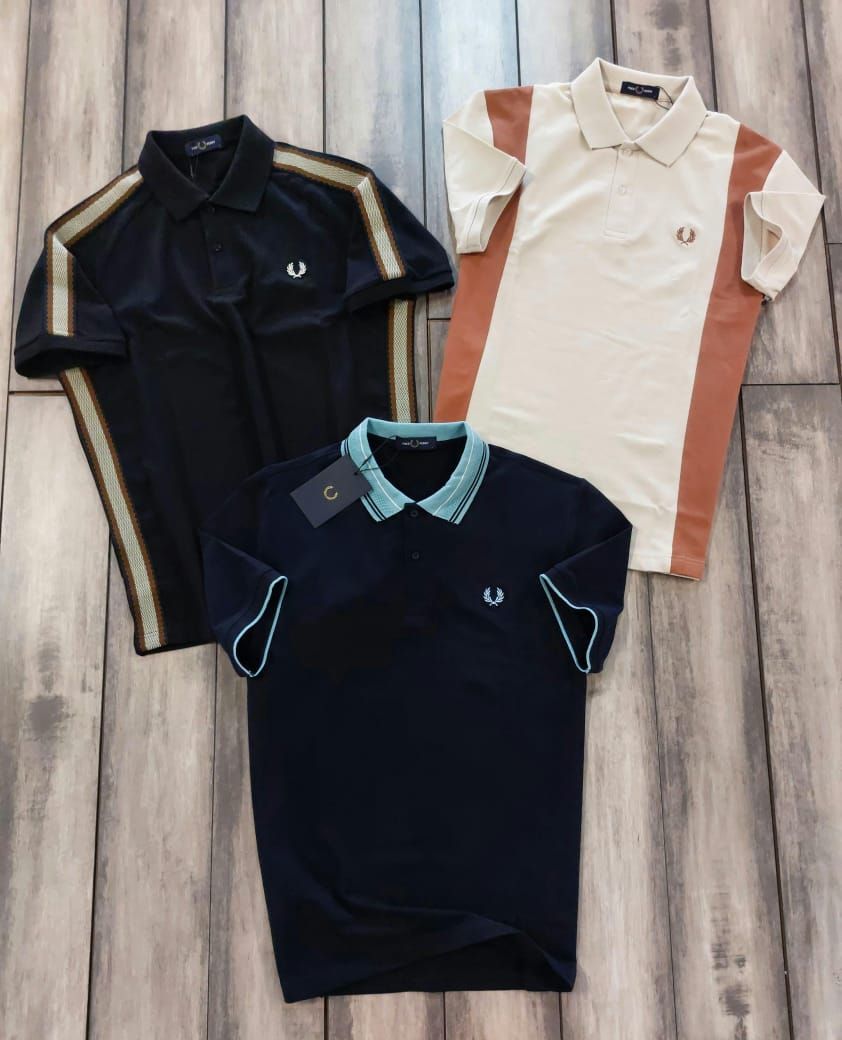 FredPerry Premium Quality Collar Neck Half Sleeve Men’s Polo T-Shirts - 46 Pc