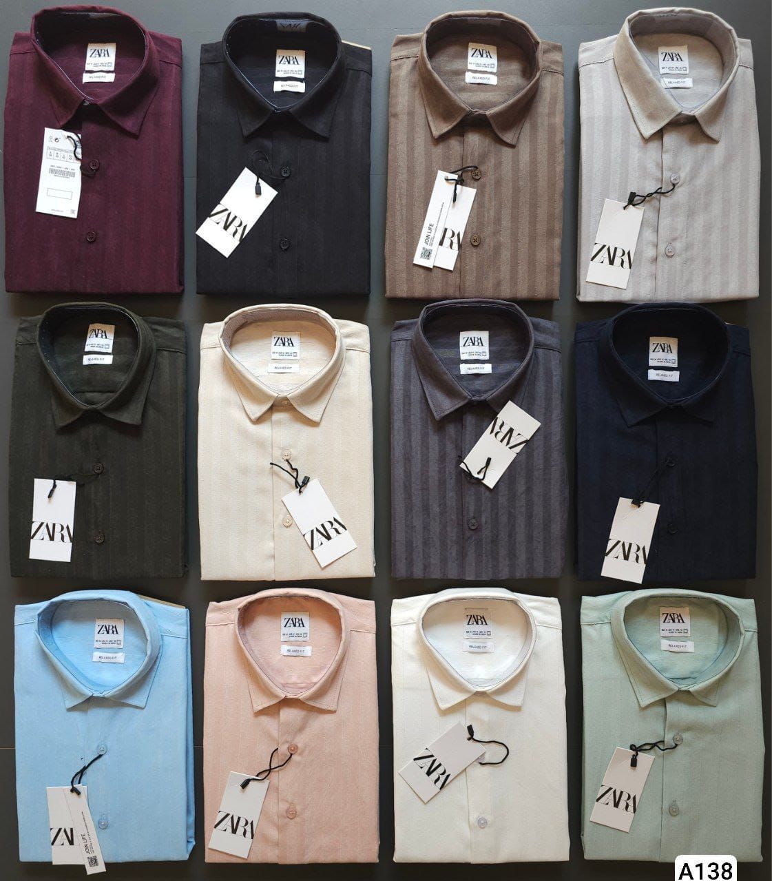 Zara Premium Quality Collar Neck Full Sleeve Men's Shirt - 47 Pc