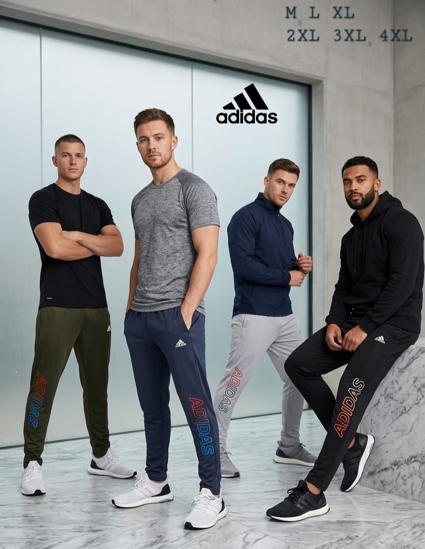 Adidas ( Big Size ) Premium Quality 4way Lycra Men's Track Pant - 34 Pc