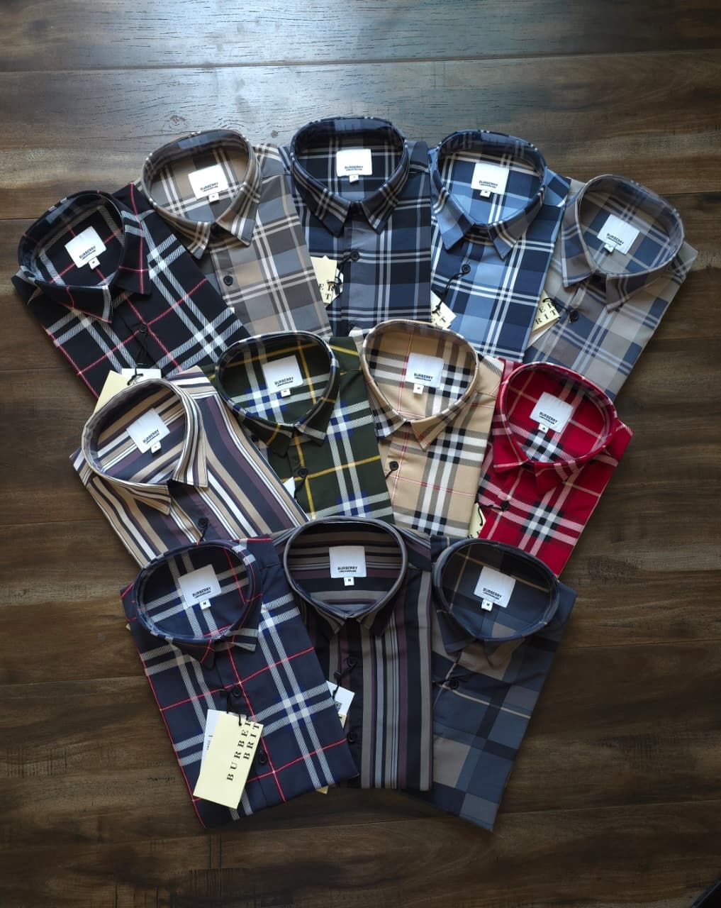 Burberry Premium Quality Collar Neck Full Sleeve Men's Shirt- 51 Pc