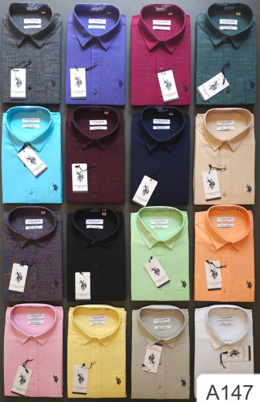 Us Polo ( Big Size ) Premium Quality Collar Neck Full Sleeve Men's Shirt - 64 Pc