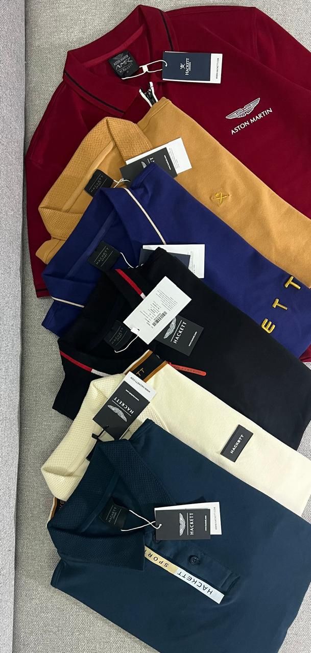 ​Hackett Premium Quality Lycra Collar Neck Half Sleeve Men's Shirt - 45 Pc