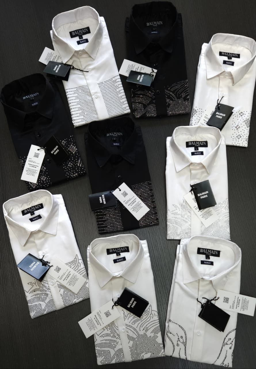 Balmain Premium Quality Satin Collar Neck Full Sleeve party wear Men's Shirt - 40 Pc
