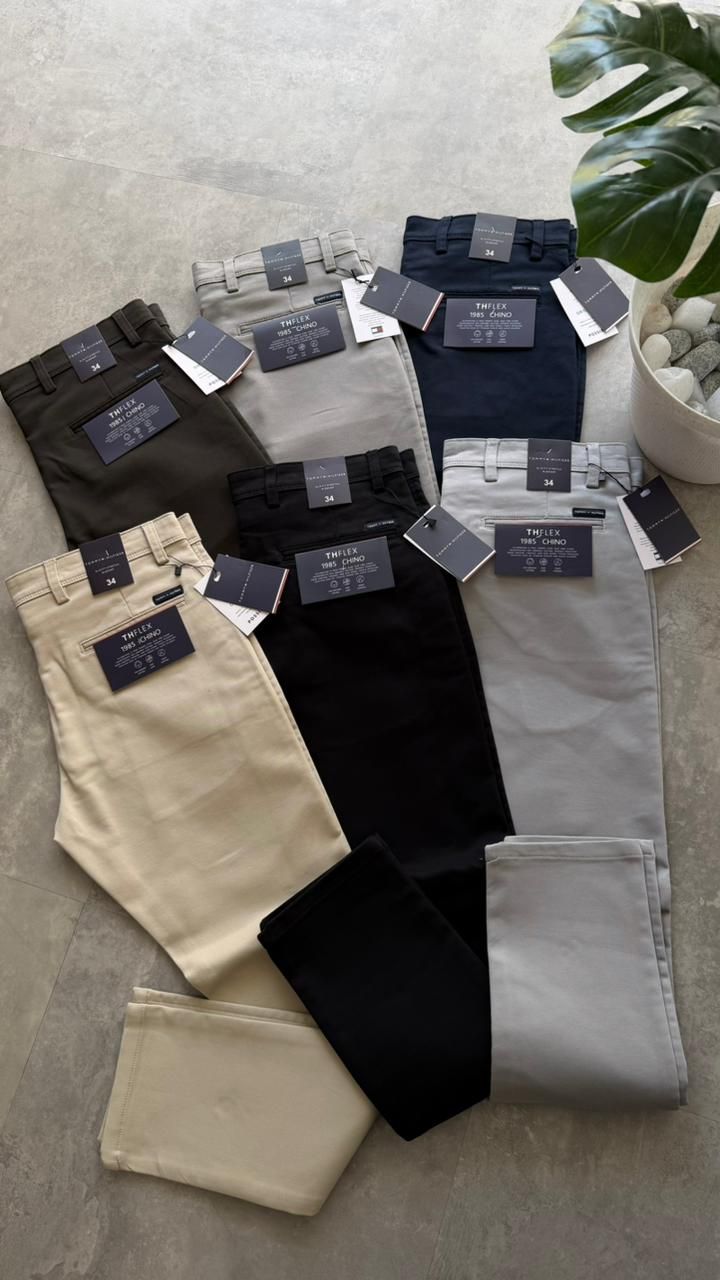 Tommy Hilfiger Premium Quality Cotton Double Cloth Stretchable Men's Chinos - 45 Pc