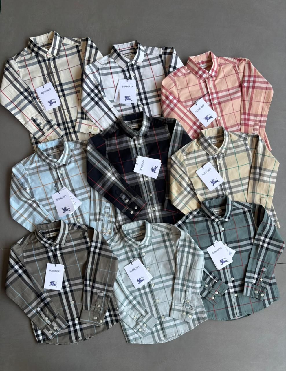 Burberry Premium Quality Cotton Collar Neck Full Sleeve Kids Shirt - 70 Pc