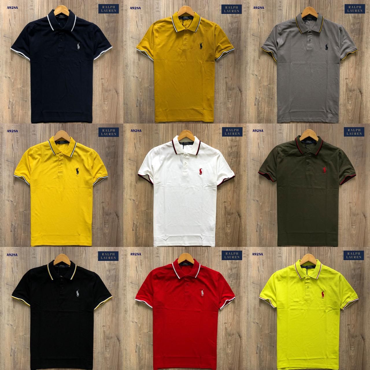Ralph Lauren Premium Quality Cotton Collar Neck Half Sleeve Men's T-shirt - 58 Pc