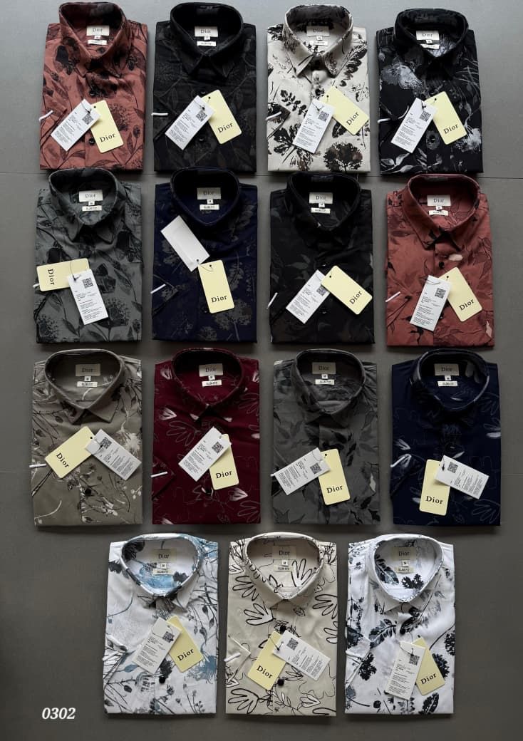 Dior Premium Quality Rayon Digital Print Collar Neck Half Sleeve Men's Shirt - 48 Pc