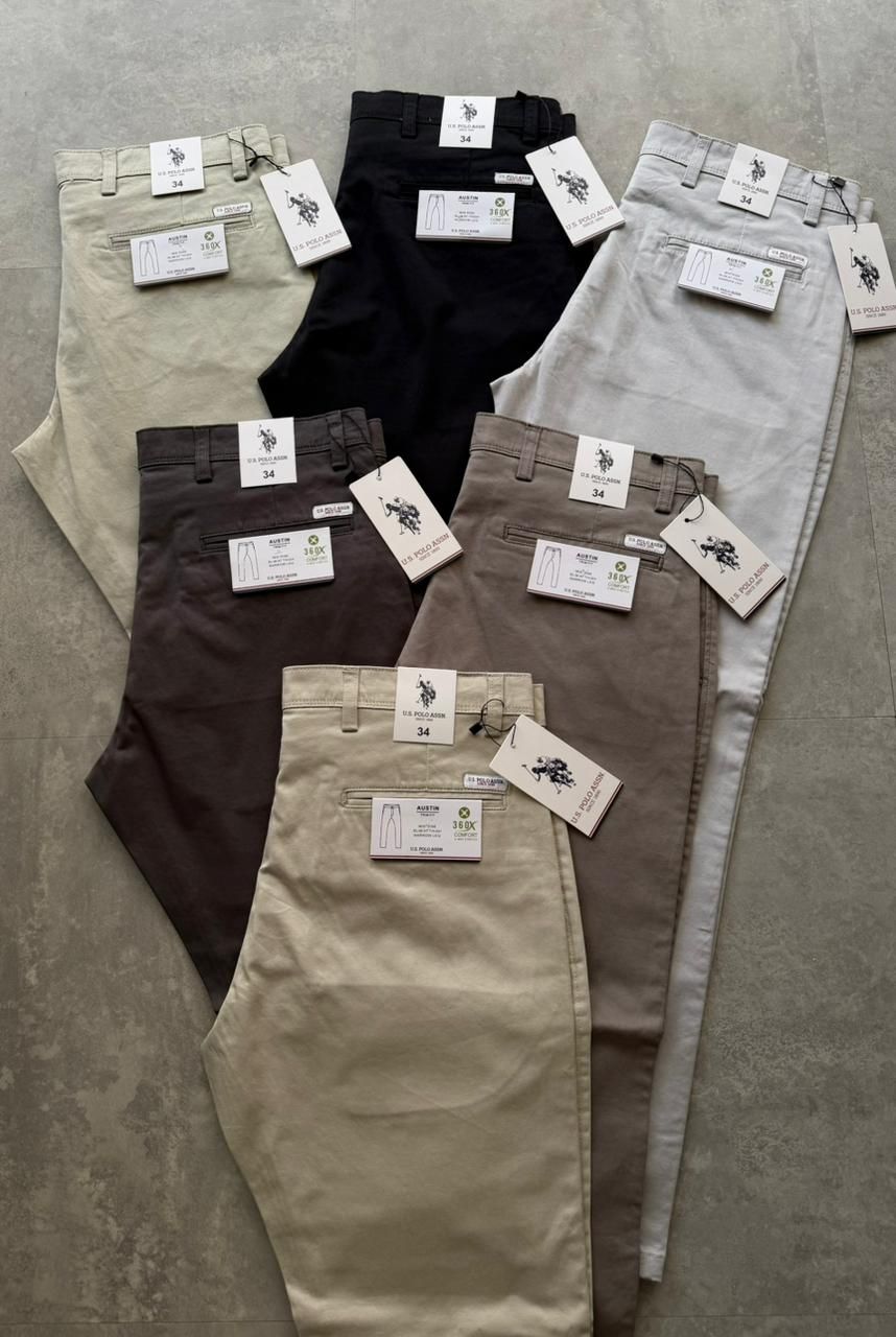 Us Polo Premium Quality Cotton Ankle Length Men's Stretchable Chinos - 45 Pc