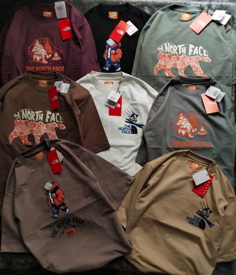 The North Face Premium Quality Pure Cotton Oversized Drop-shoulder Round Neck Half Sleeve Men's T-shirt - 48 Pc