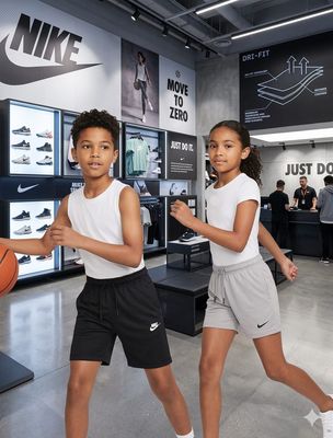 Nike ( Unisex ) Sports Premium Quality 4way Lycra Boys &amp; Girls Fry-Fit Kids Shorts - 40 Pc