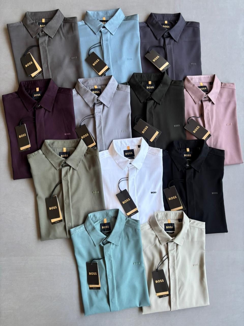 Boss Premium Quality Cotton Tensile Lycra Shirt  Collar Neck Full Sleeve Men's Shirt - 90 Pc