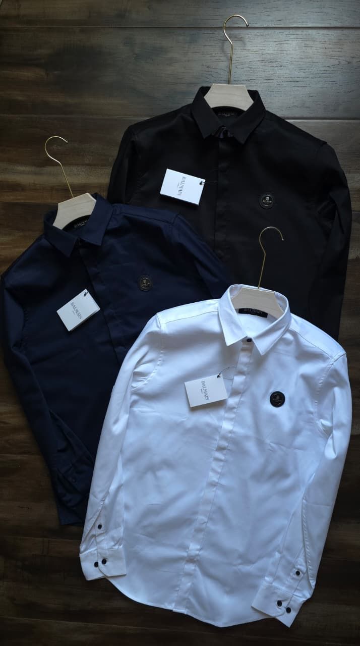 Balmain Premium Quality Satin Lycra Millmade Cotton Collar Neck Full Sleeve Men's Shirt - 40 Pc