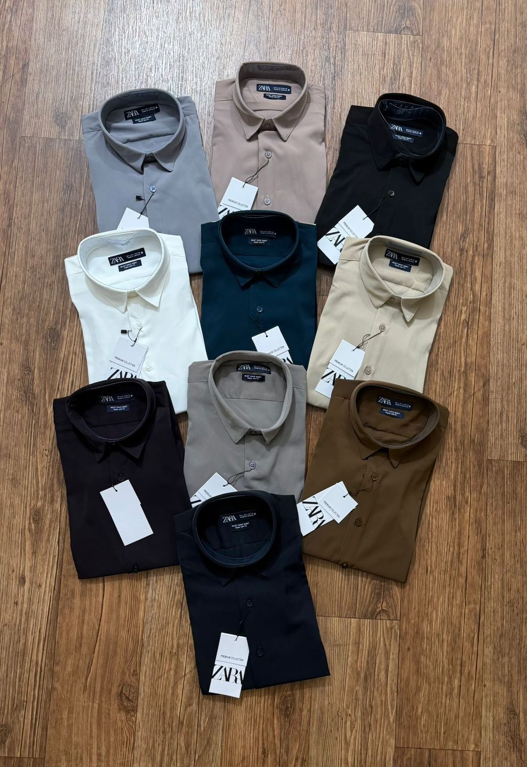 Zara Man Premium Quality Stretchable plain Collar Neck Full Sleeve Men's Shirts - 62 Pc