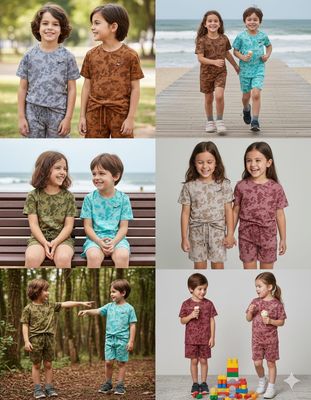 Nike Premium Quality ( Unisex ) Round Neck T-shirt &amp; Shorts Kid's Co-ord Set - 40 Set