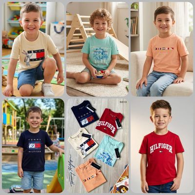 Tommy Premium Quality Cotton Round Neck Half Sleeve Kids T-shirt - 52 Pc