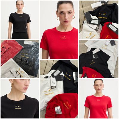 Armani Exchange Premium Quality Lycra Crew Neck Half Sleeve Women's T-Shirt - 52 Pc