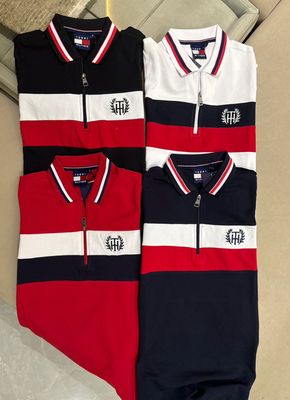 ​Tommy Hilfiger Premium Quality Cotton Lycra Collar Neck Half Sleeve Women's Long Dress - 32 Pc