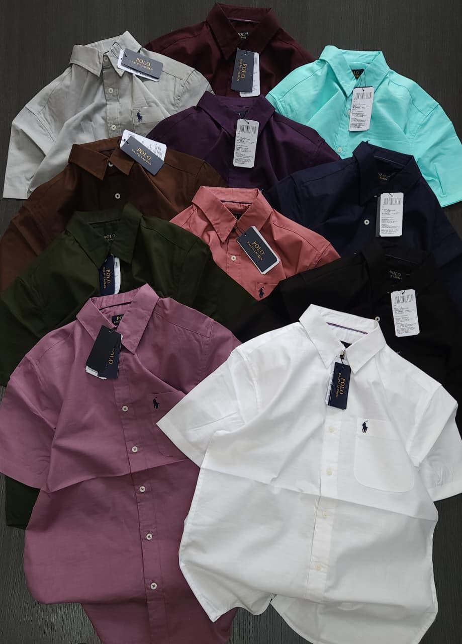 Ralph Lauren Premium Quality Summer Collection Cotton Linen Collar Neck Half Sleeve Men's Shirt - 50 Pc