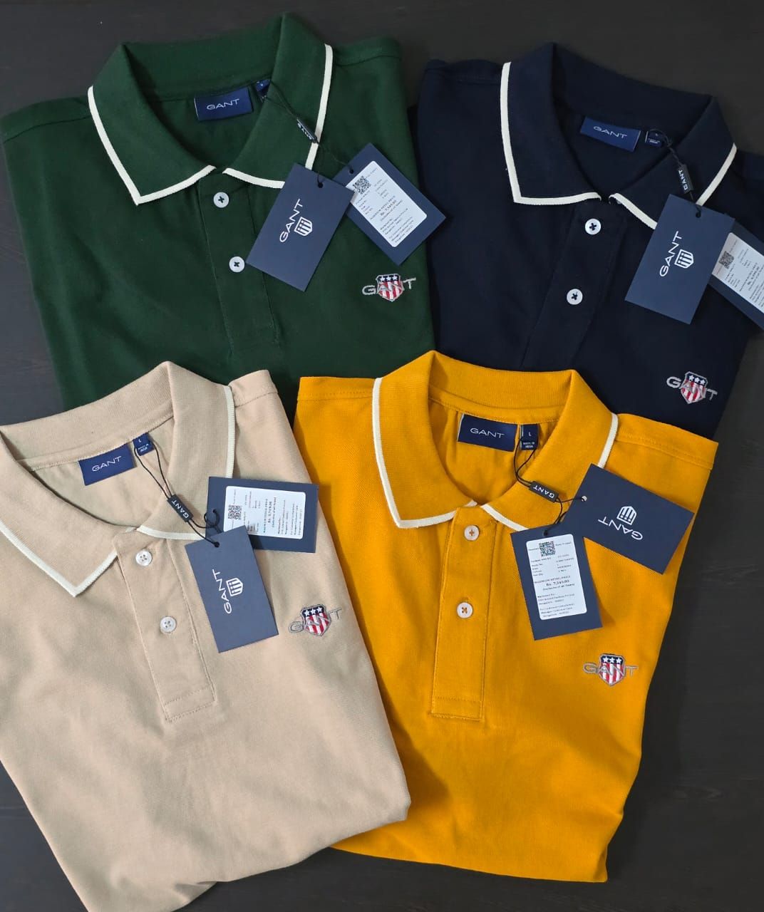 ​Gant Premium Quality Cotton Collar Neck Half Sleeve Men's T-shirt - 36 Pc