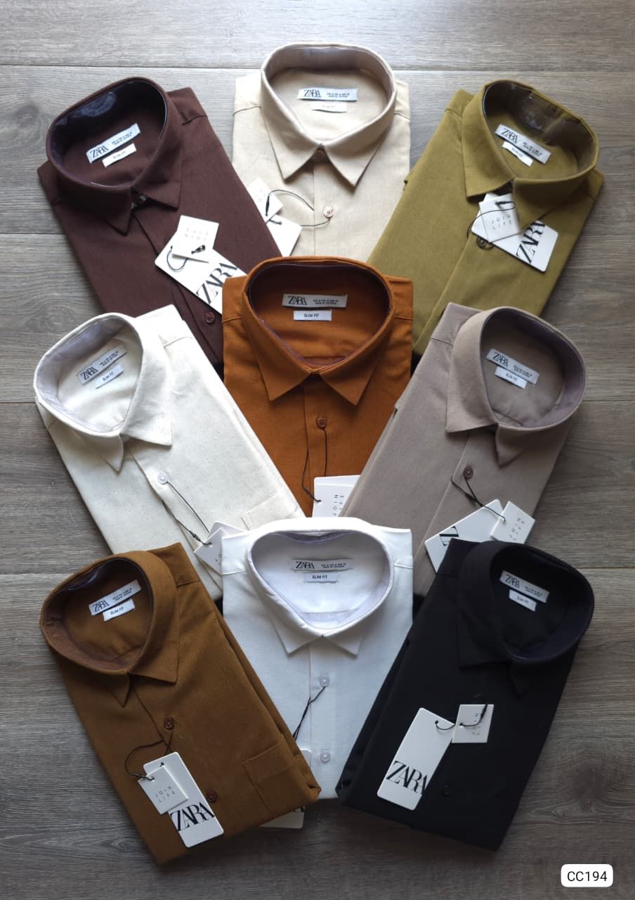 Zara man Premium Quality Linen Cotton Collar Neck Full Sleeve - 56 Pc