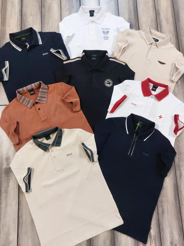 Boss Premium Quality Collar Neck Half Sleeve Men's T-shirt - 68 Pc