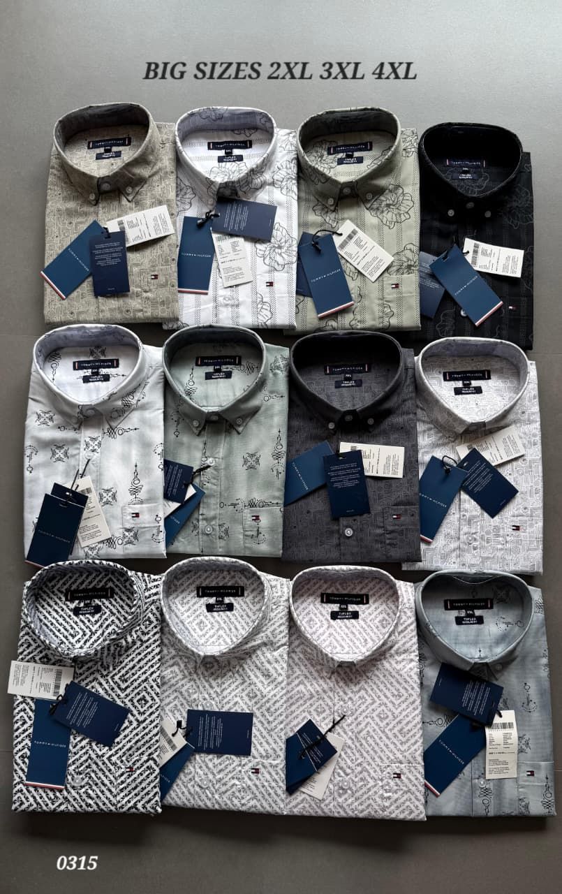 Tommy Hilfiger Premium Quality Cotton Collar Neck Half Sleeve Men's Shirt - 38 Pc