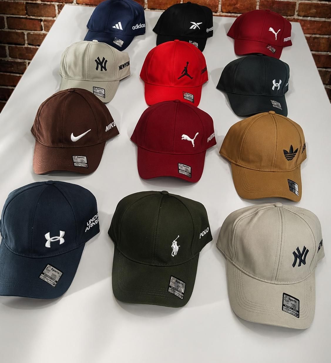 Multi Brand Premium Quality Adjustable Metal Buckle Poly-Cotton Fabric Free size Men's Cap - 50 Pc