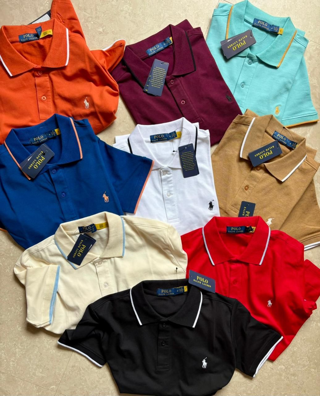 Ralph Lauren Premium Quality Cotton Lycra Collar Neck Half Sleeve Men's T-shirt - 75 Pc