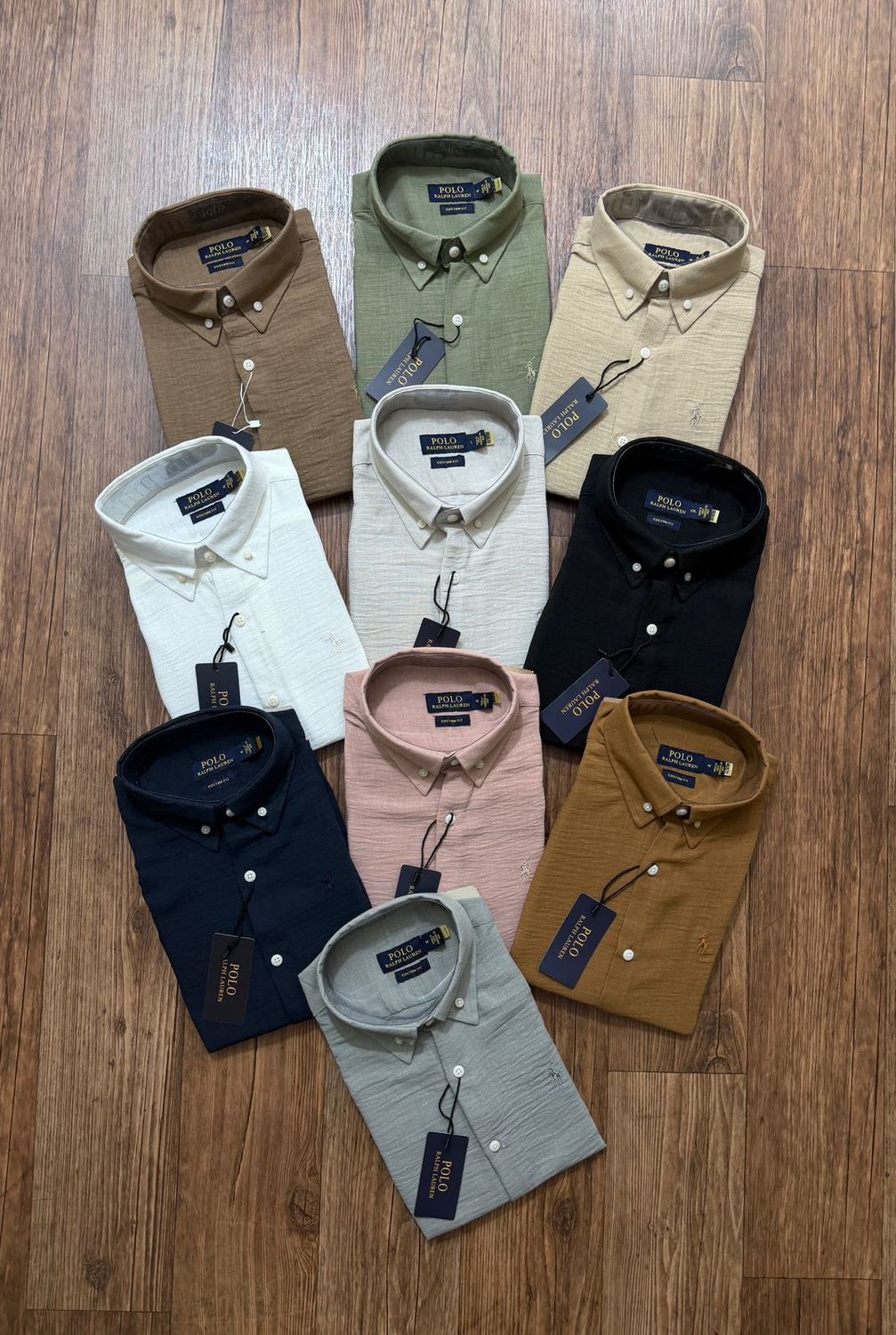 Ralph Lauren Premium Quality Linen Collar Neck Half Sleeve Men's Shirt - 45 Pc
