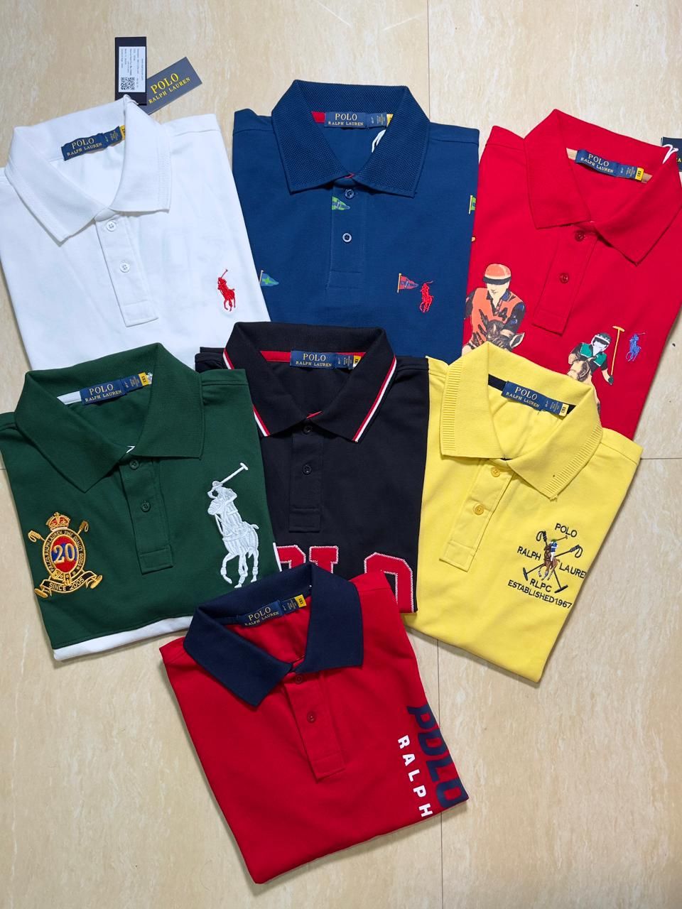 Ralph Lauren Premium Quality Cotton Collar Neck Half Sleeve Men's T-shirt - 52 Pc