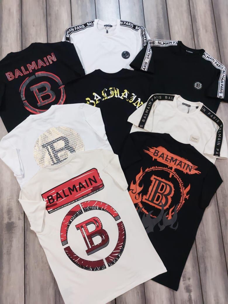 Balmain Premium Quality Cotton Collar Neck Half Sleeve Men's T-shirt - 68 Pc