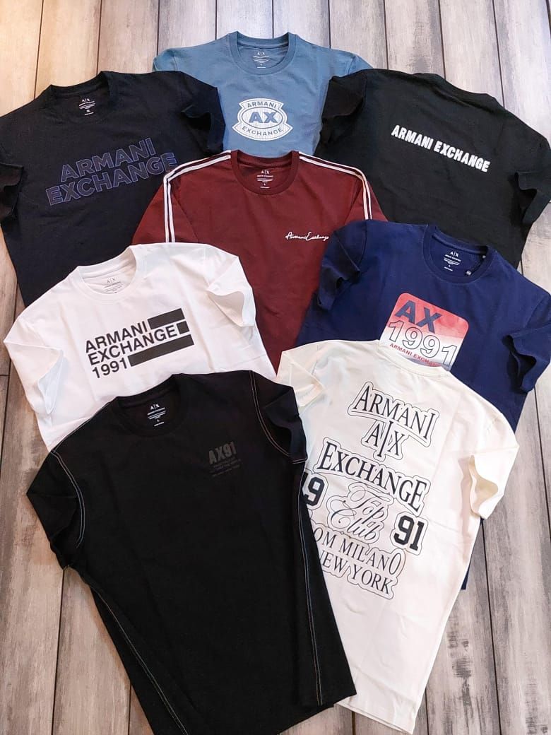 Armani Exchange Premium Quality Cotton Lycra Crew Neck Half Sleeve Men's T-shirt - 68 Pc