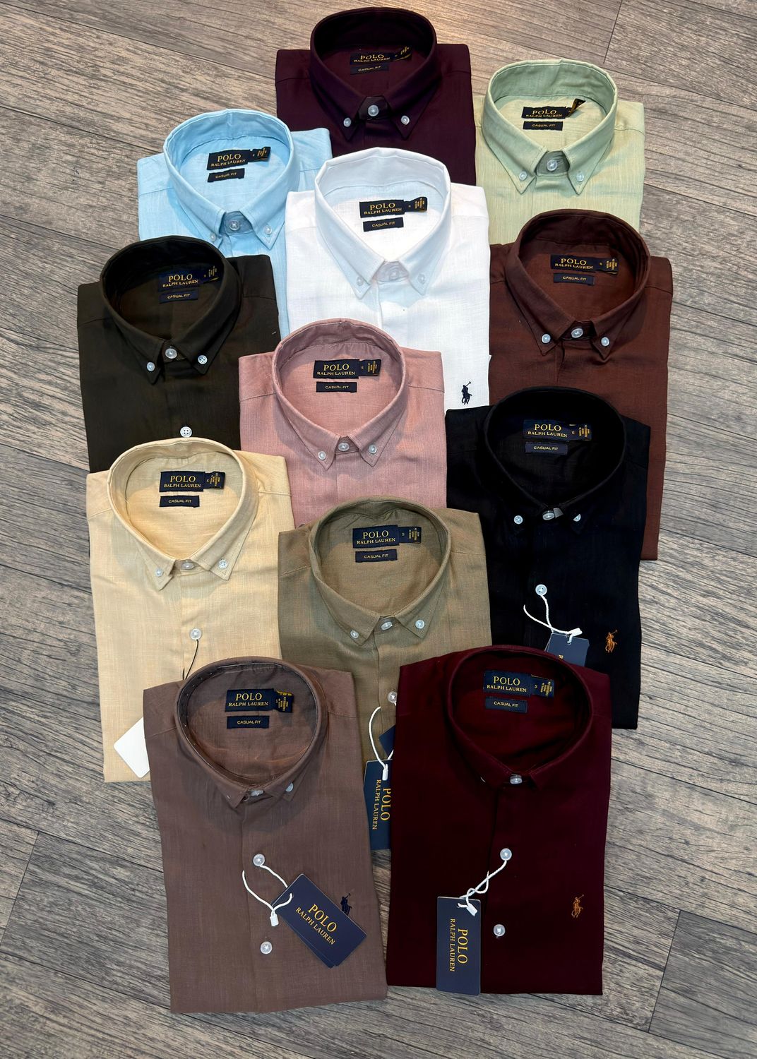 Ralph Lauren Premium Quality Linen Plain Collar Neck Full Sleeve Men's Shirt - 52 Pc