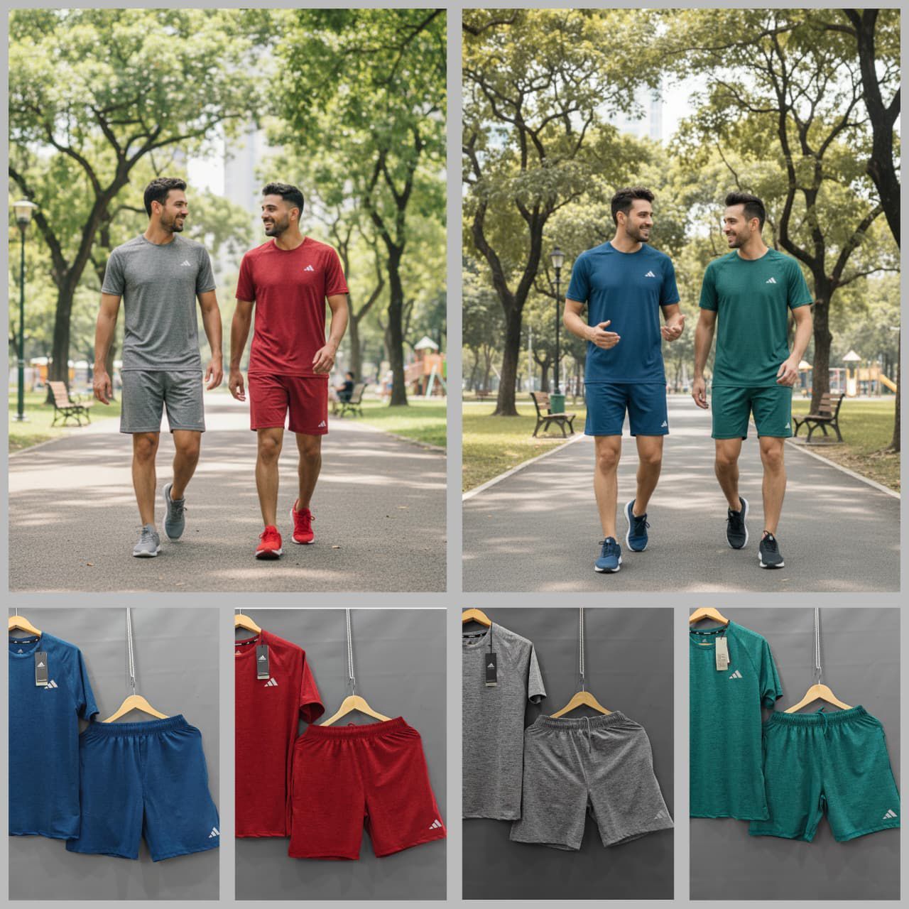 Adidas Premium Quality Active Wear Round Neck T-shirt &amp; Shorts Men's Co-ord Set - 20 Pc