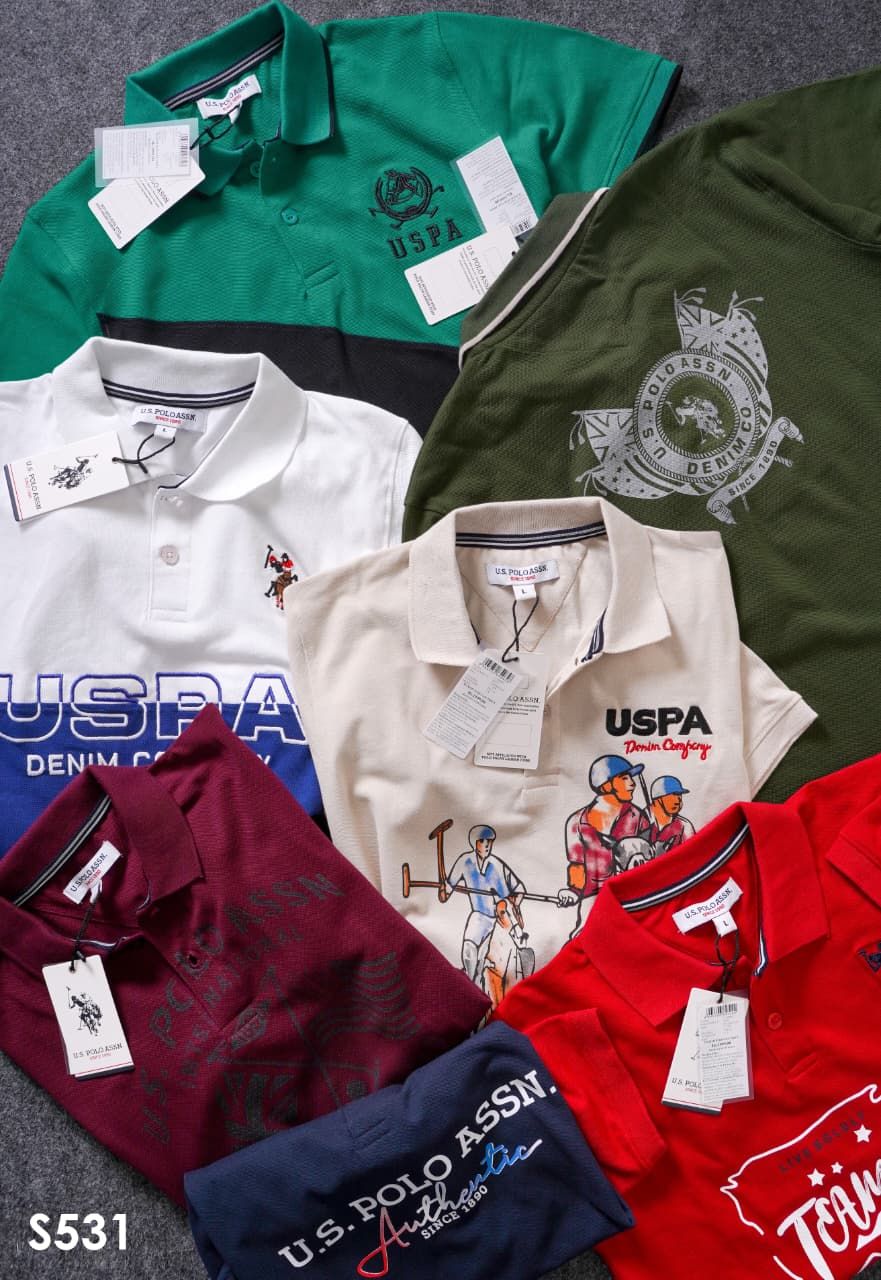 Us Polo Premium Quality Cotton Collar Neck Half Sleeve Men's T-shirt - 60 Pc