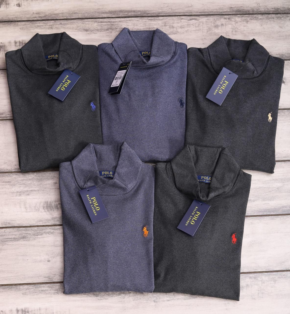 Ralph Lauren Premium Quality Cotton Hi Turtle Neck  Full Sleeve Men's T-shirt - 42 Pc