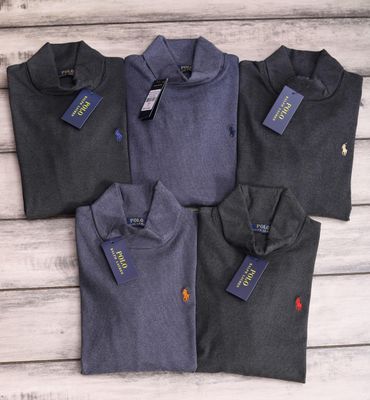 Ralph Lauren Premium Quality Cotton Hi Turtle Neck  Full Sleeve Men's T-shirt - 42 Pc
