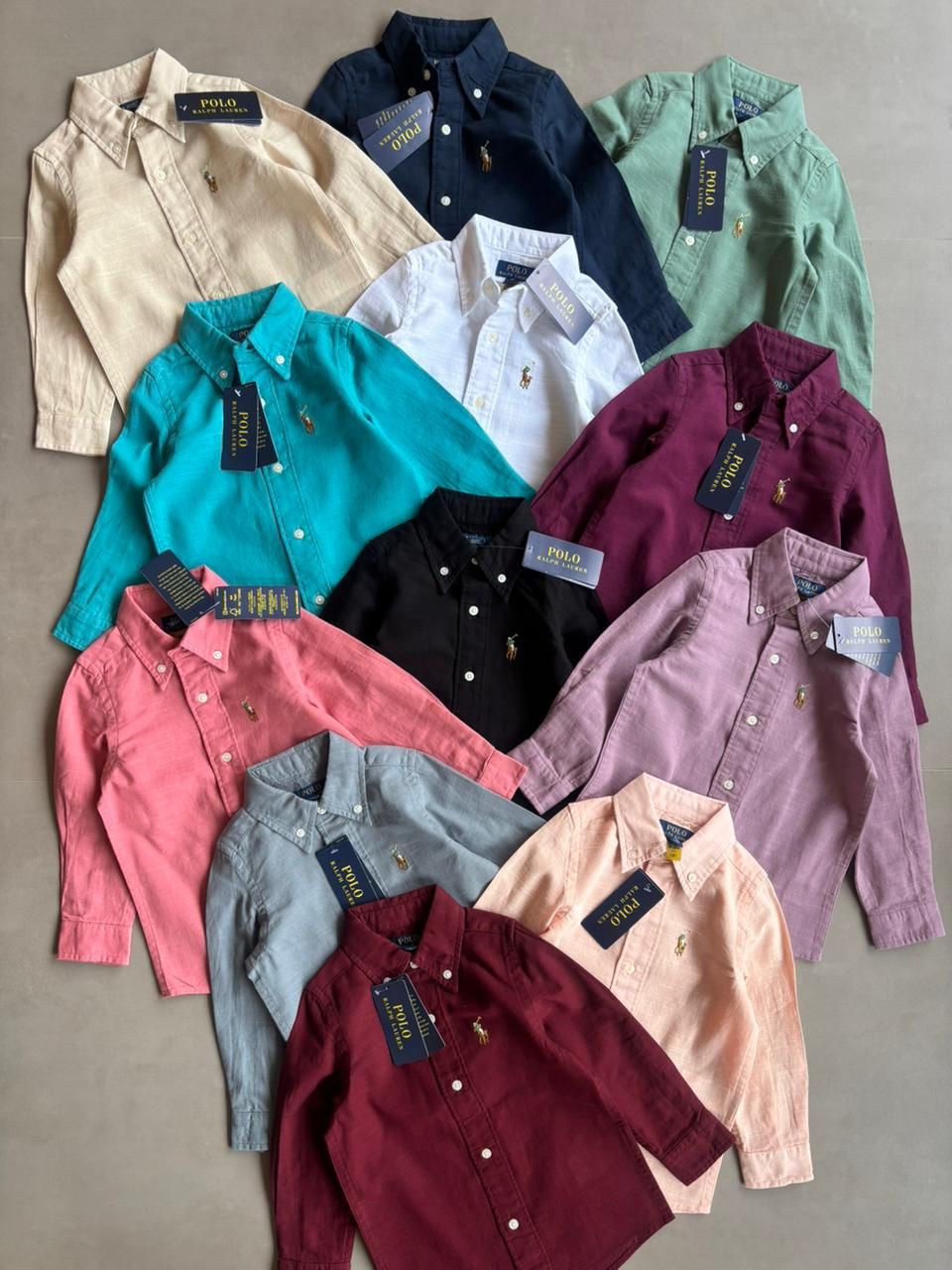 Ralph Lauren Premium Quality Linen Collar Neck Full Sleeve Kids Shirt - 90 Pc