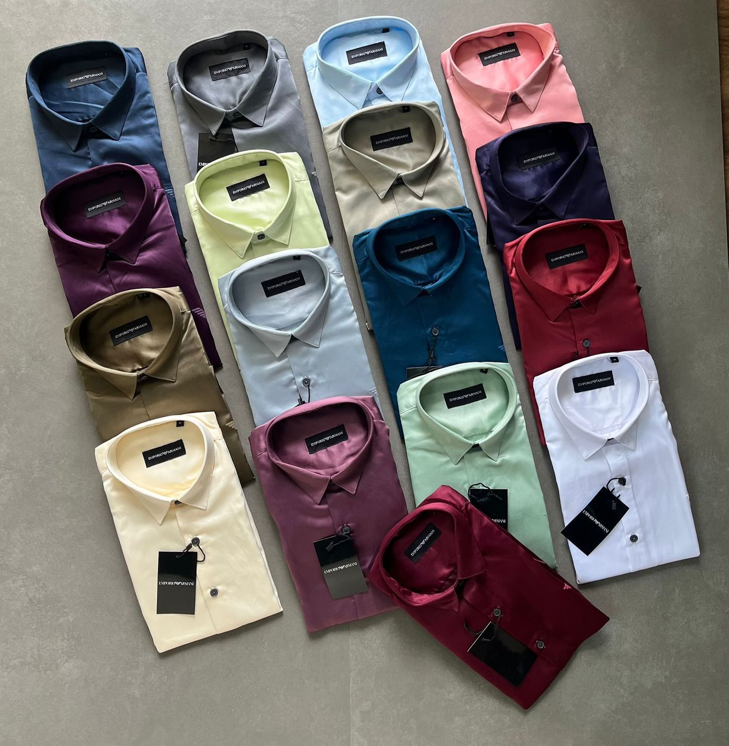 Armani Exchange Premium Quality Lycra Plain Shirt Collar Neck Full Sleeve Men's Shirt - 75 Pc