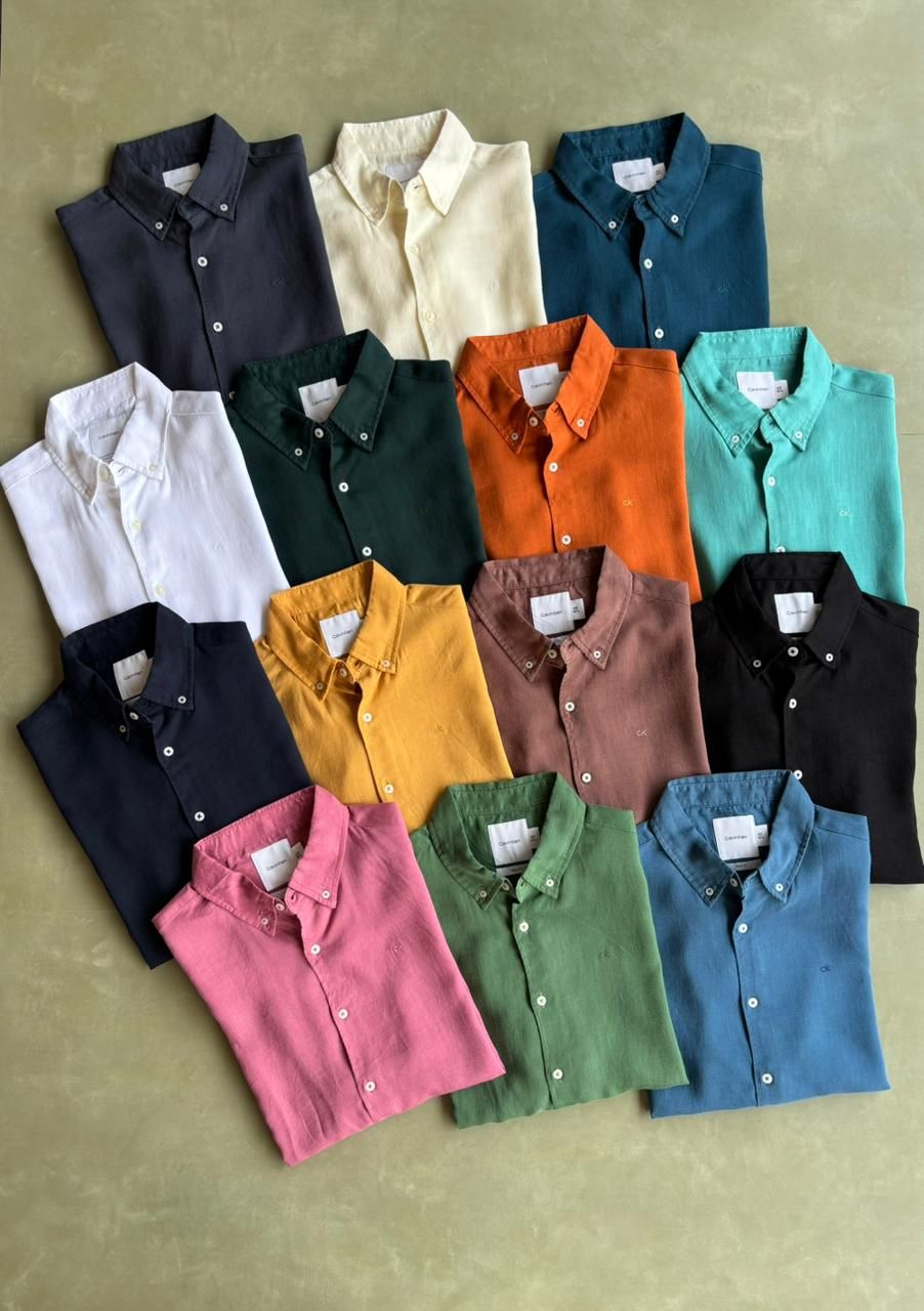 Calvin Klein Premium Quality Linen Collar Neck Full Sleeve Men's Shirt - 105 Pc
