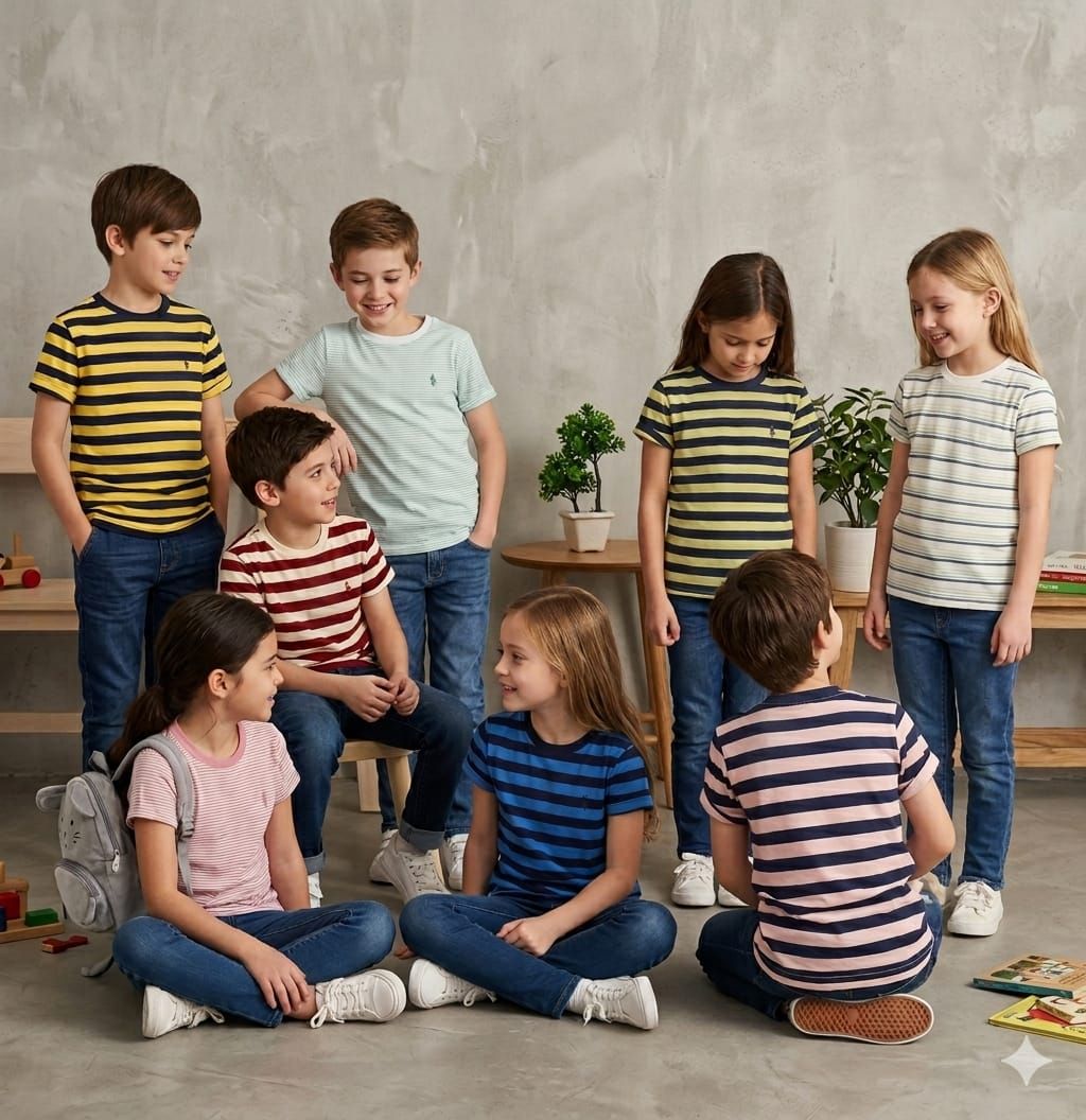 Ralph Lauren ( Unisex ) Premium Quality Cotton Lycra Boys &amp; Girls Round Neck Half Sleeve Kids T-shirt - 66 Pc